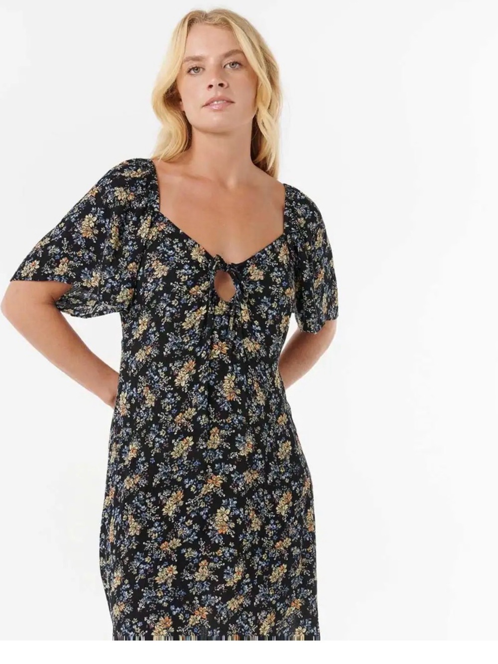NWT Rip Curl Pacific Rider Ditsy Floral Mini Dress Black Combo M